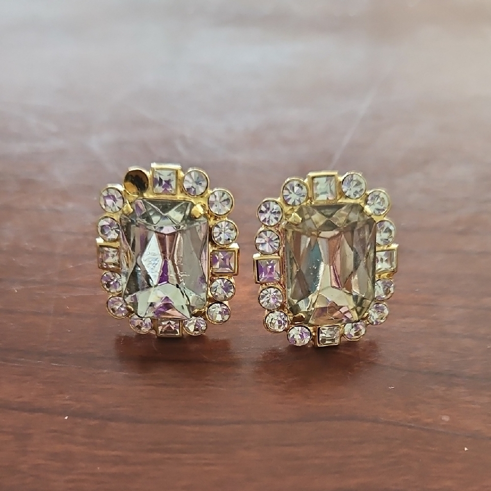 Authentic Dolce & Gabbana Gold and Crystal Cuff Links